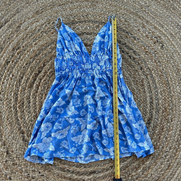 Love Tree Tunic Tank Women Size M Y2K Style, Blue Floral Boho Babydoll - Picture 3 of 7